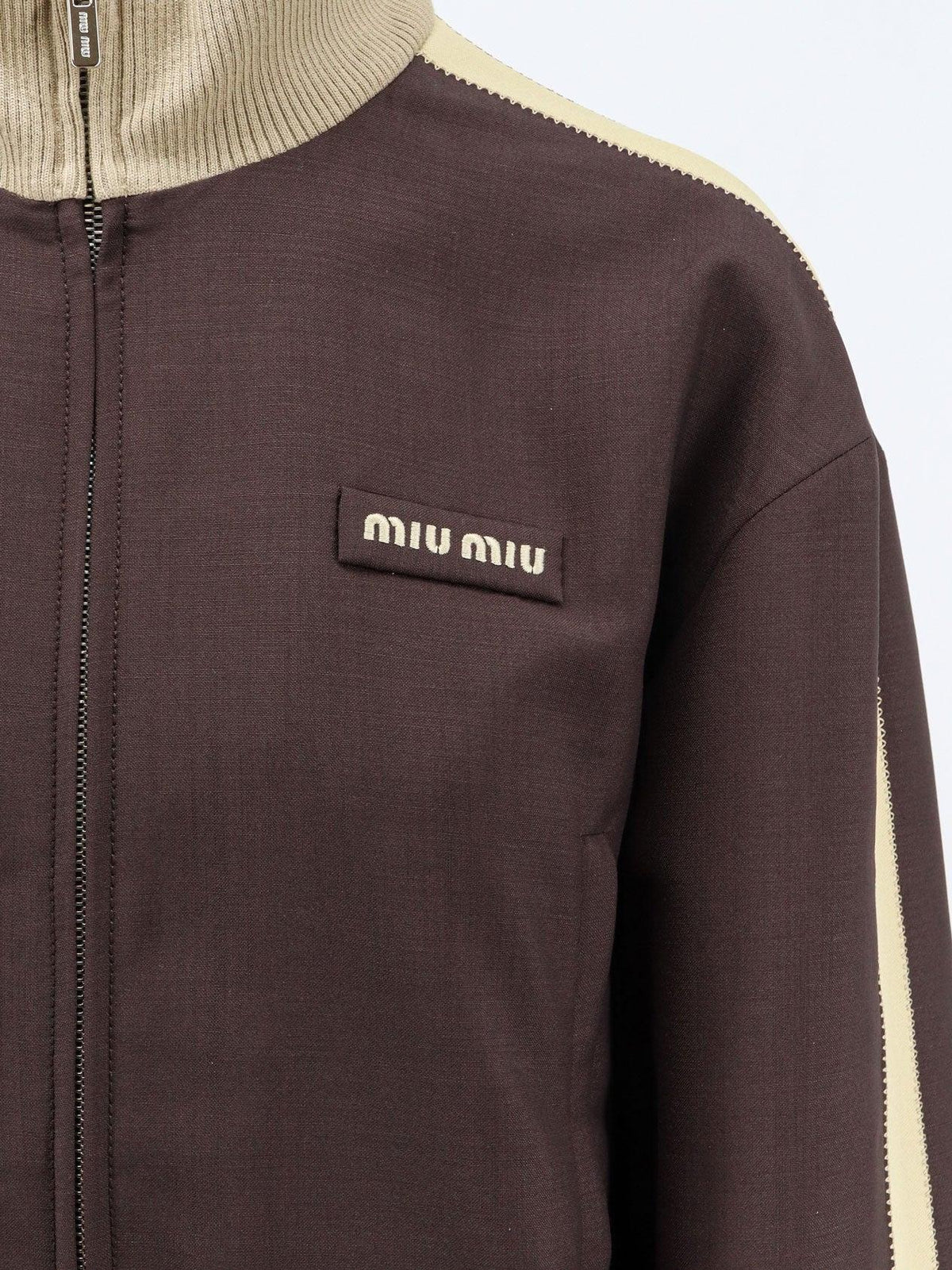 Miu Miu Wool Blend Tailored Jacket Beige