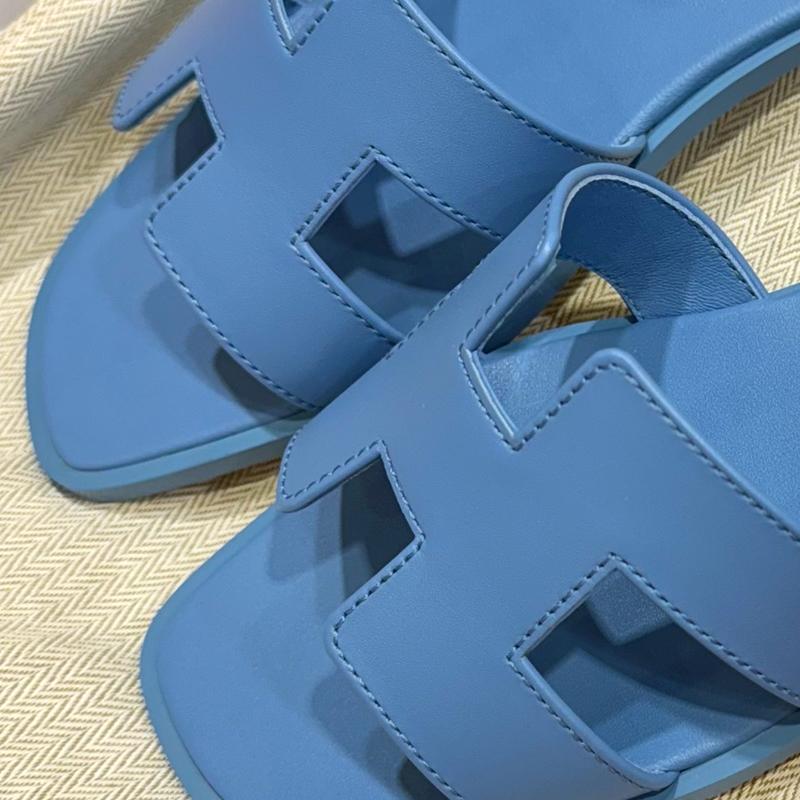 HERMES Oran Sandals Pale Blue Calfskin Women’s