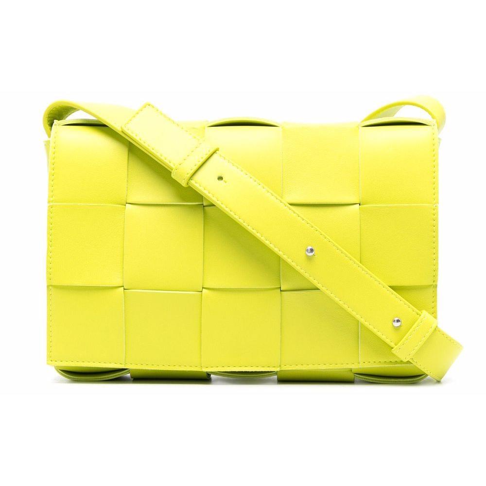 Bottega Veneta Maxi Intrecciato Small Shoulder Bag Yellow Leather