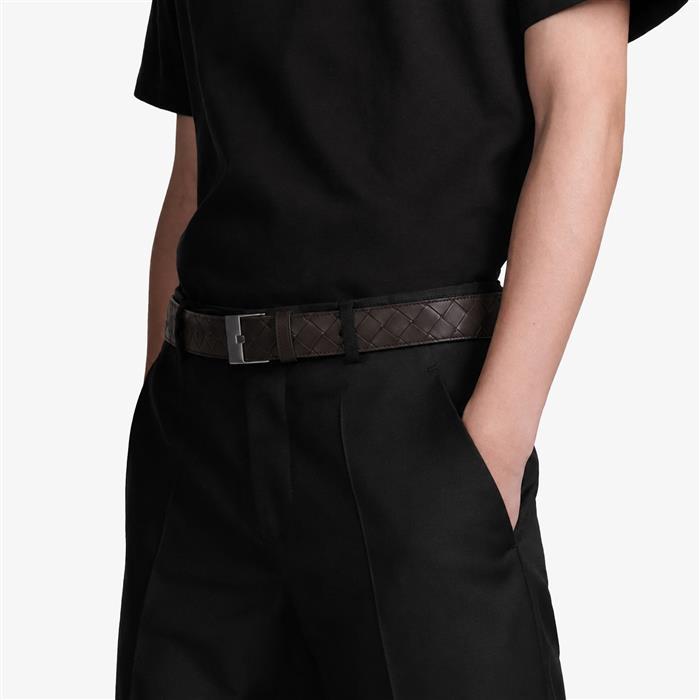 Bottega Veneta Intrecciato Leather Men's Belt Brown