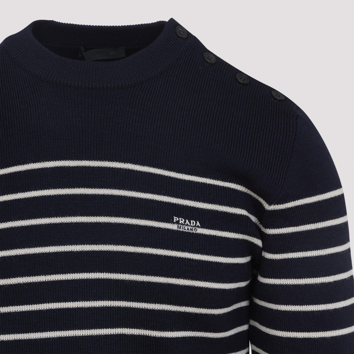 PRADA Wool Round Neck Knit Sweater for Men