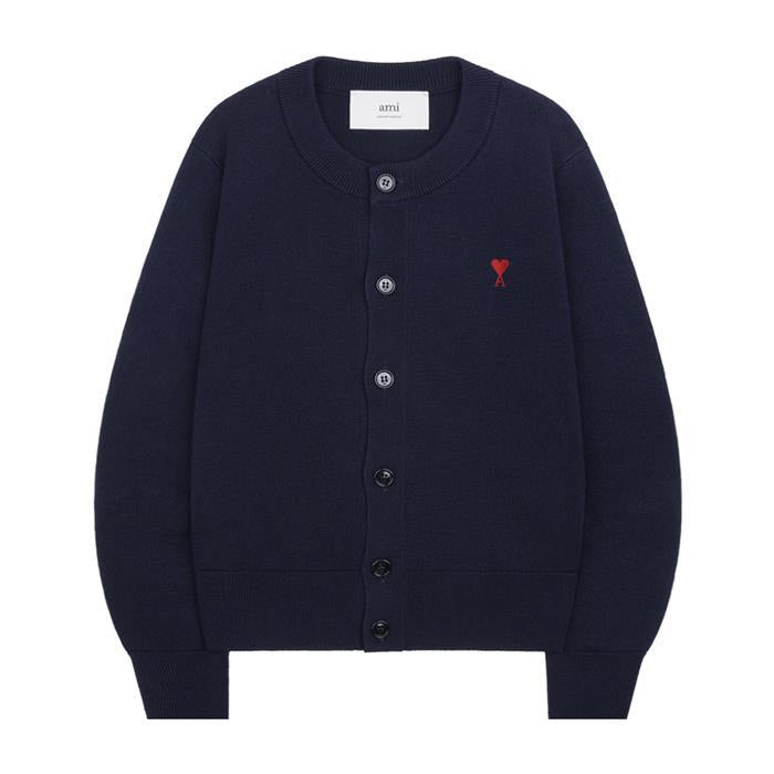 AMI Heart Logo Wool Cardigan