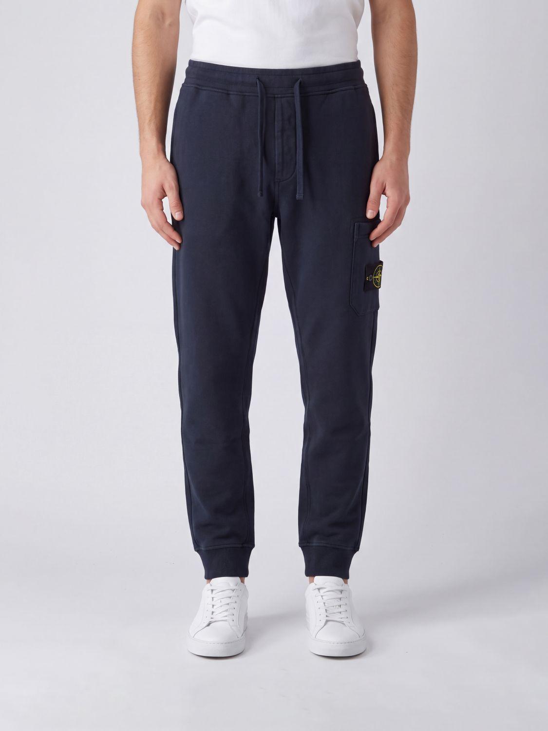 STONE ISLAND Black Cotton Fleece Jogger Sweatpants