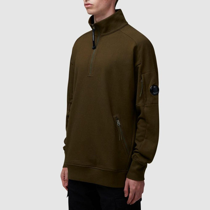 CP Company Diagonal Fleece Half-Zip Sweatshirt for Men Green