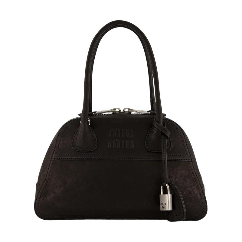 Miu Miu Matelassé Leather Small Tote Bag Black
