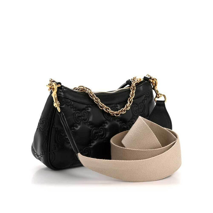 GUCCI GG Matelassé Leather Tote Bag Black Handbag