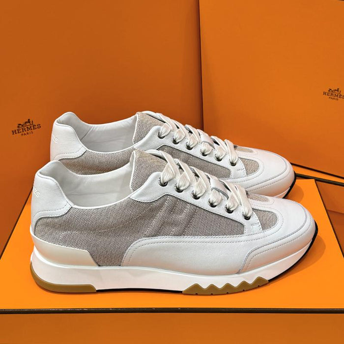 HERMES Trail Sneakers Calfskin Multicolor Beige White Low-Top