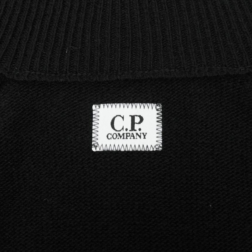 CP Company Men’s Zip-Up Knit Cardigan Black