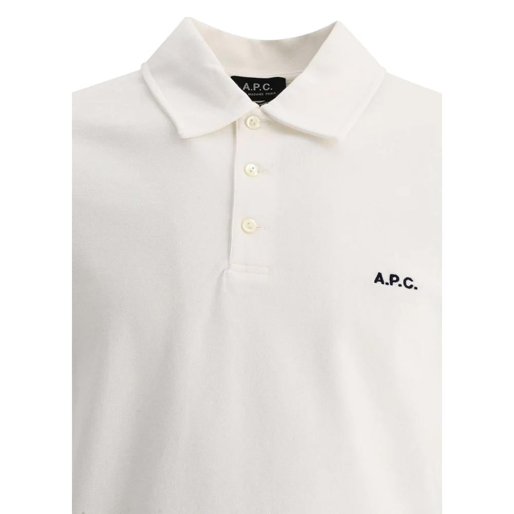 A.P.C. White Logo Embroidered Polo T-Shirt