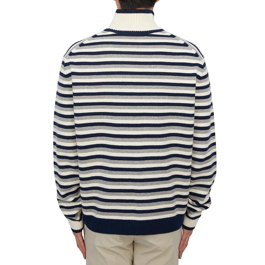 Maison Kitsune Fox Head Stripe Men’s Turtleneck Knit Sweater NM00803KM0329 B481