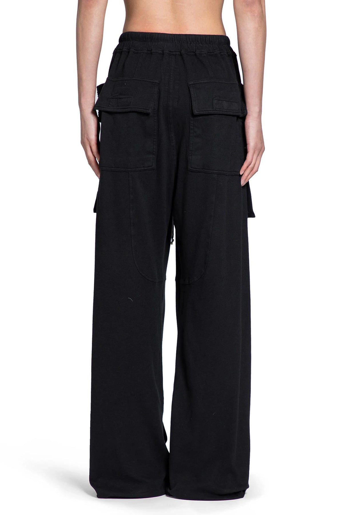 Rick Owens DRKSHDW Wide Creatch Cargo Pants Black Double Brushed Jersey