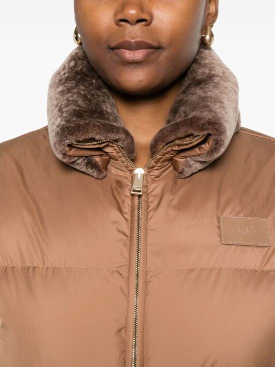 FENDI Black Short Down Puffer Jacket for Men FAN214AT8VF1T6O BROWN DOM