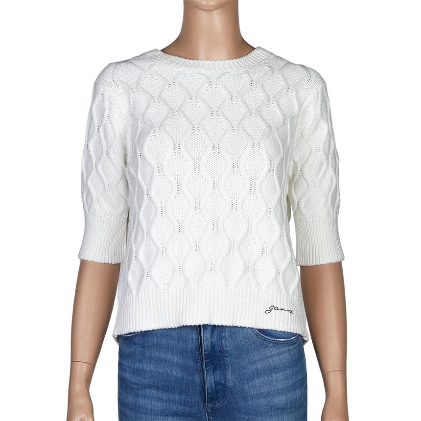 GANNI Short Sleeve Knit Crewneck Sweater