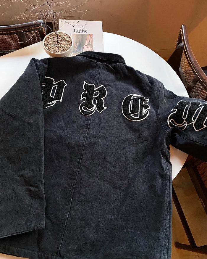Supreme Old English Canvas Work Jacket Black Unisex
