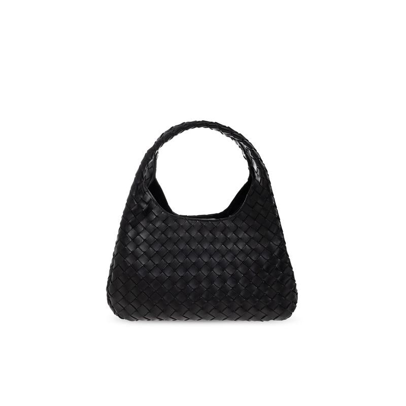 Bottega Veneta Campana Medium Shoulder Bag Black Leather