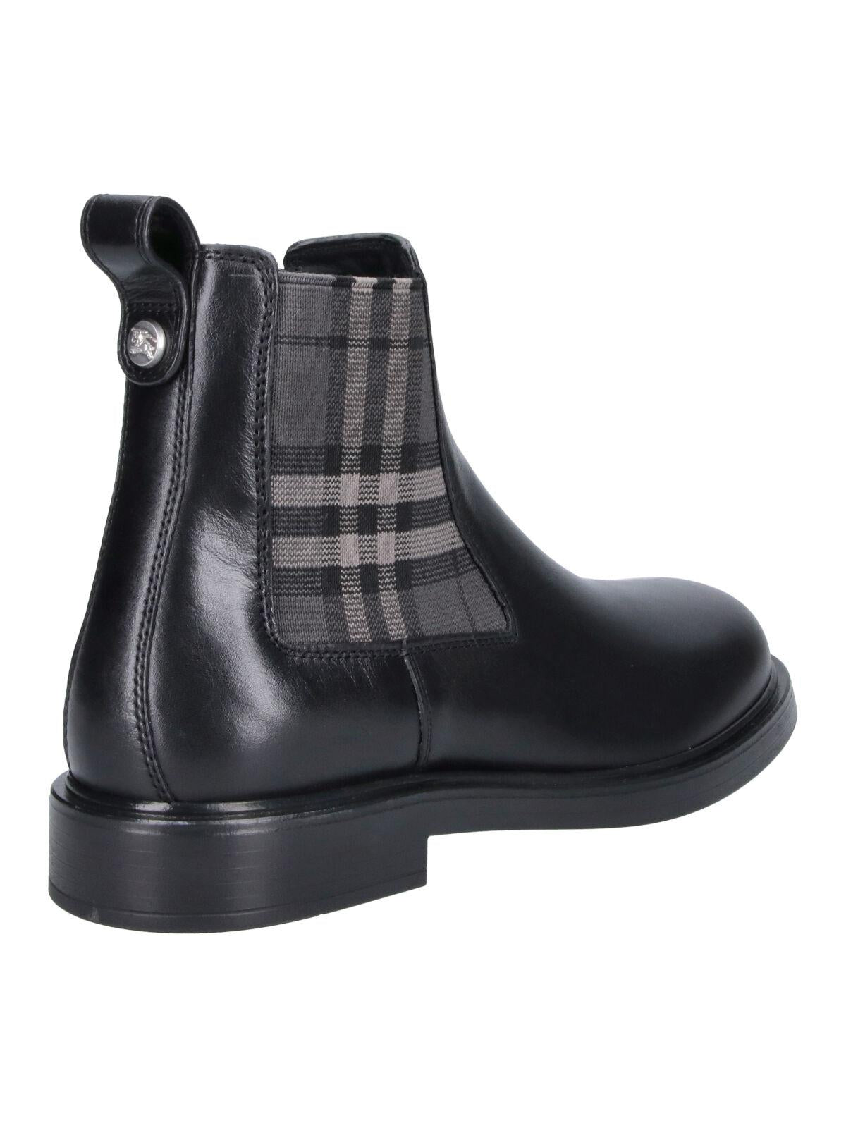 BURBERRY Black Leather Chelsea Ankle Boots Men’s