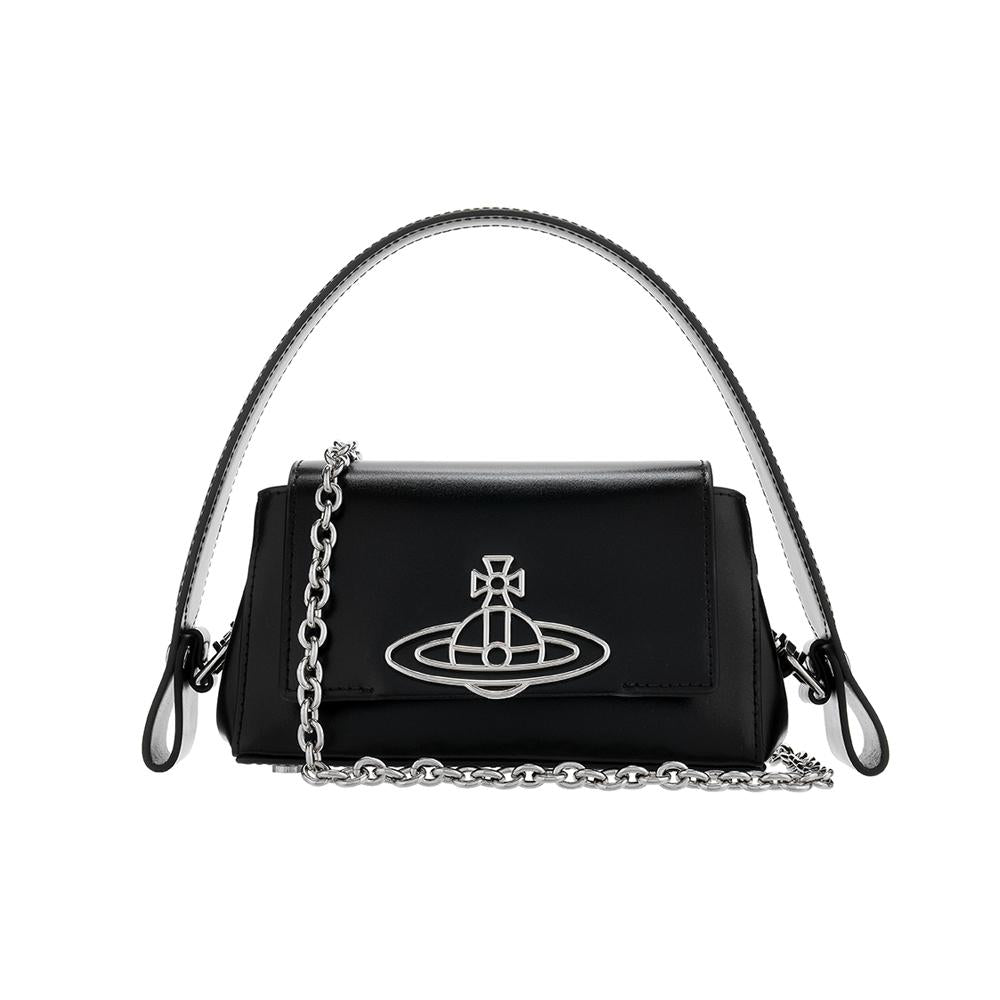 Vivienne Westwood Hazel Silk Leather Small Chain Crossbody Bag Black