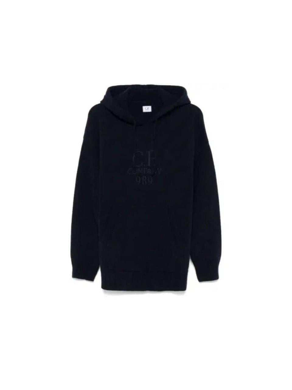 CP Company Lambswool Knit Hoodie Sweater Black Men