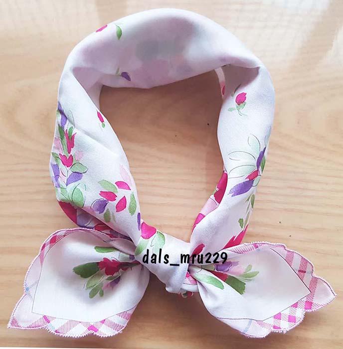 BURBERRY Pink Floral Watercolor Ruffle Petite Silk Scarf