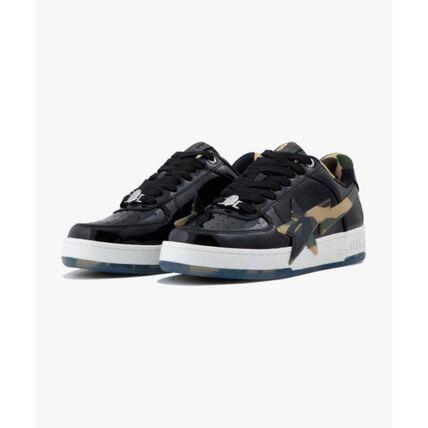 BAPE Black Leather Low-Top Sneakers 001FW L301309MBLK