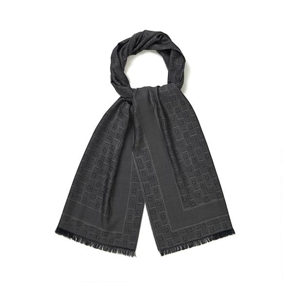 Ferragamo Gancini Monogram Jacquard Silk Wool Scarf for Men 0121 0776153