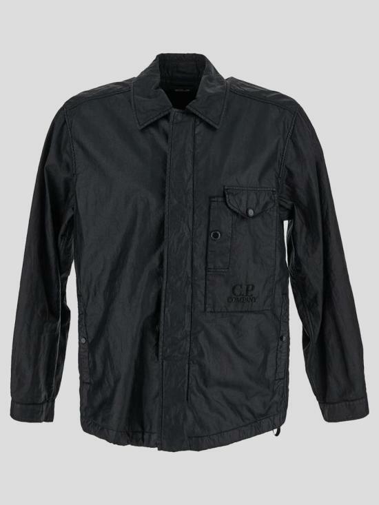 CP Company Black Waxed Linen Overshirt Jacket