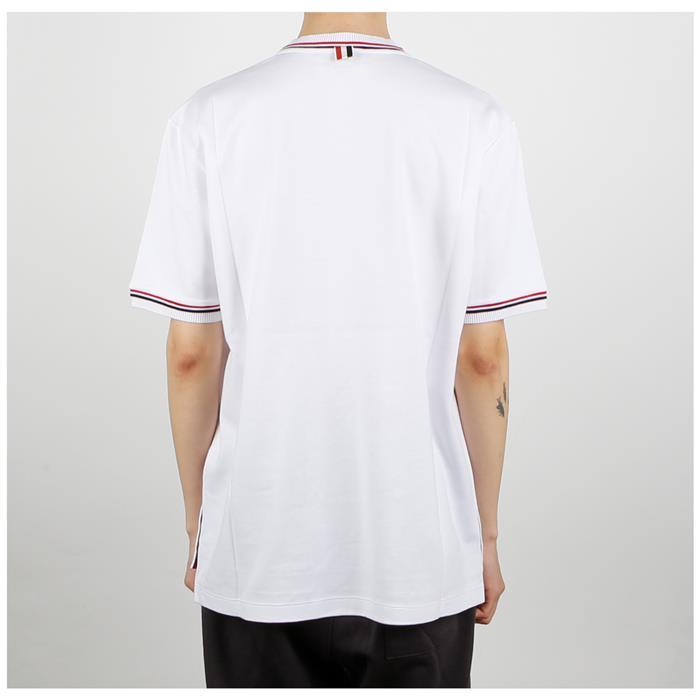 THOM BROWNE RWB Rib Trim Short Sleeve T-Shirt White Men