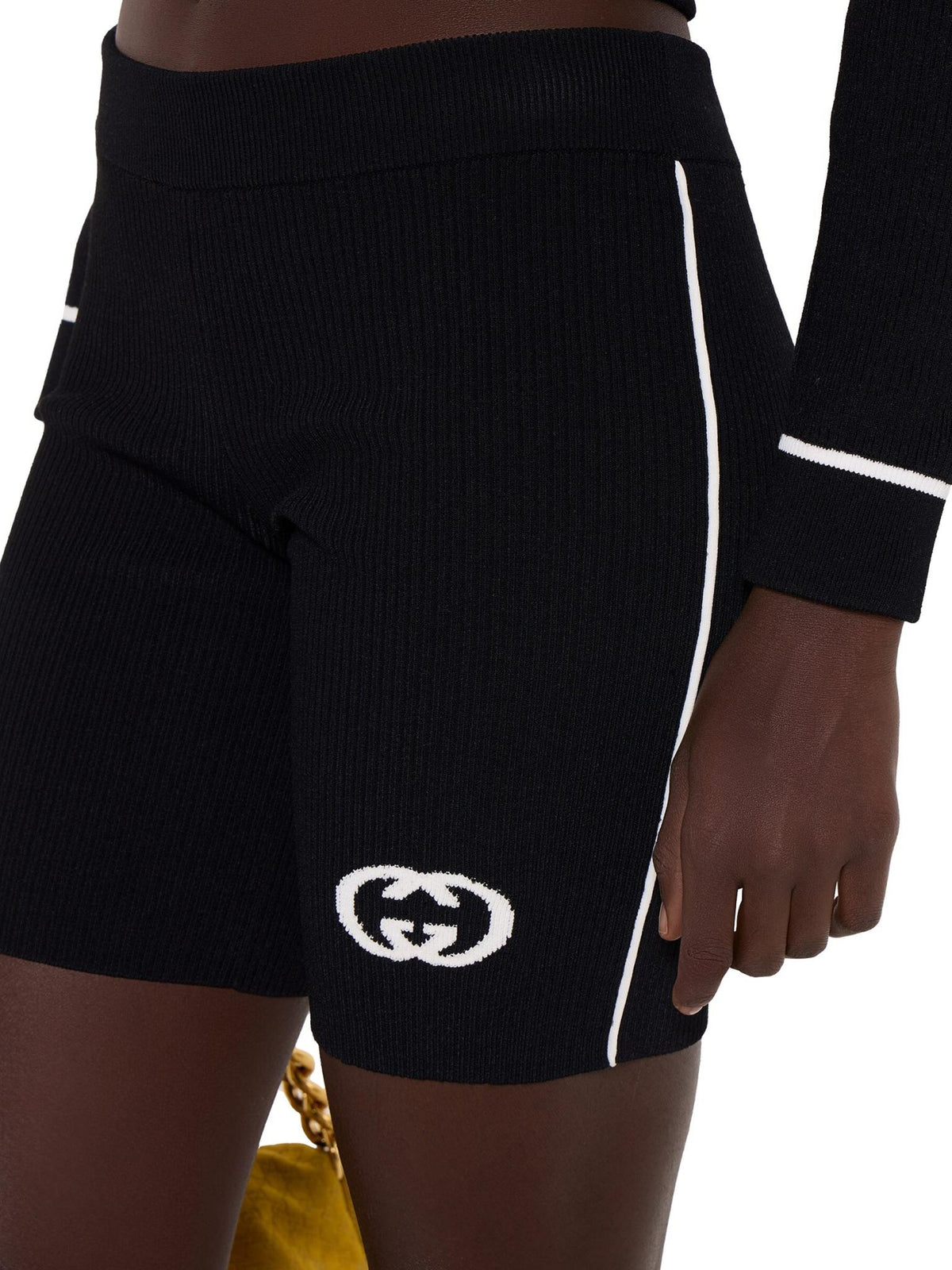 GUCCI Black Cotton Logo Short Shorts