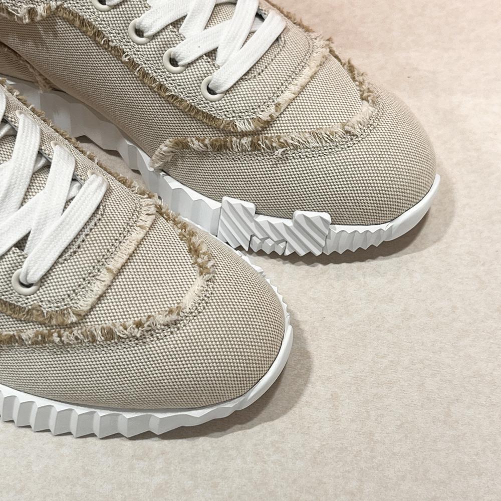 HERMES Bouncing Fringe Sneakers Beige Brown Two-Tone Low-Top