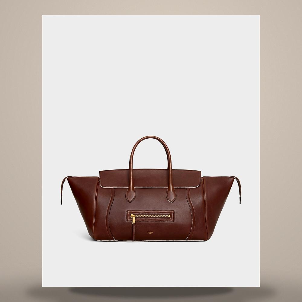 CELINE Big Luggage Supple Shiny Lambskin Tote Bag Deep Brown L100F3GW2 28BK