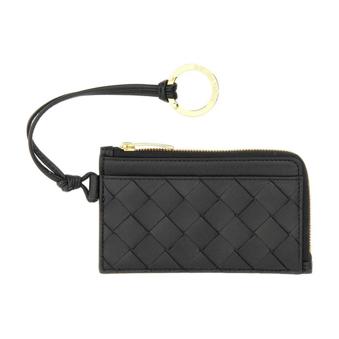 Bottega Veneta Intrecciato Zip Card Holder Black