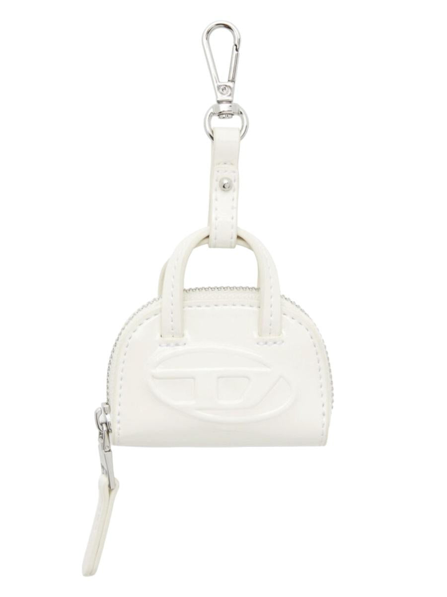 DIESEL Silver-Tone Metal Logo Keyring Keychain
