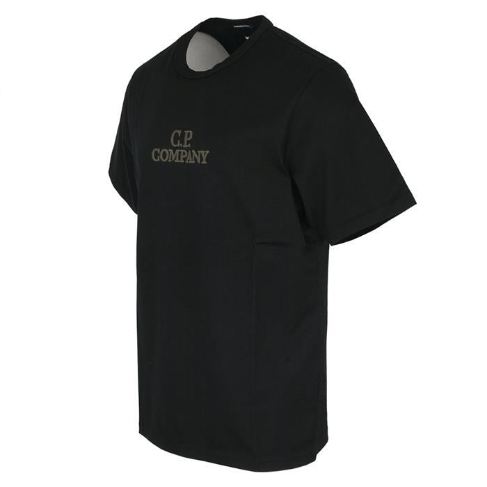 CP Company Lettering Embroidered Short Sleeve T-Shirt Black