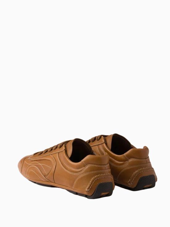 PRADA Black Leather Low-Top Sneakers for Men 4E1165 EFX F098L CARAMEL DOM