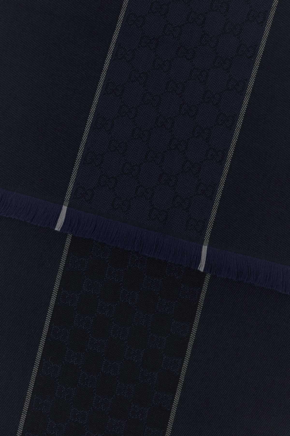 GUCCI Blue Wool Scarf