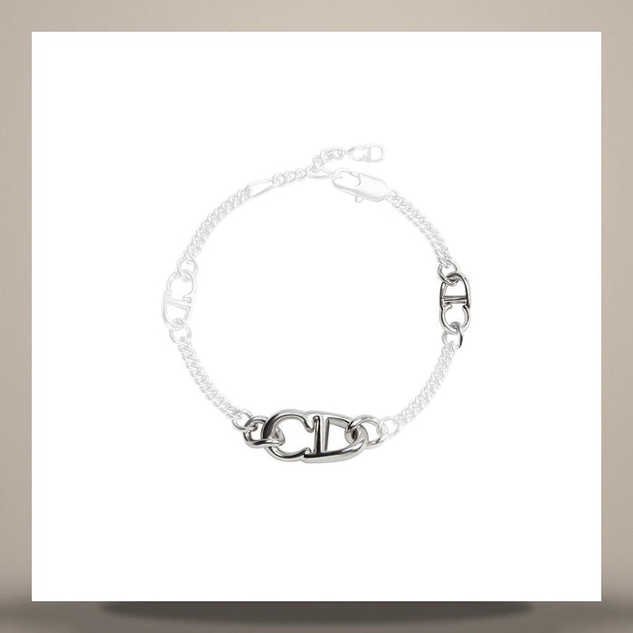 DIOR Silver-Finish Brass CD Icon Slim Chain Link Bracelet B3206HOMMTD000