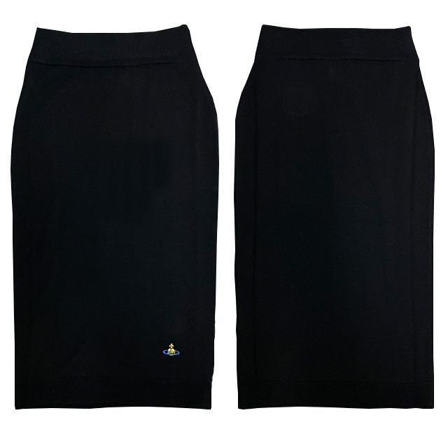 Vivienne Westwood ORB Logo Embroidered Knit Midi Skirt Black