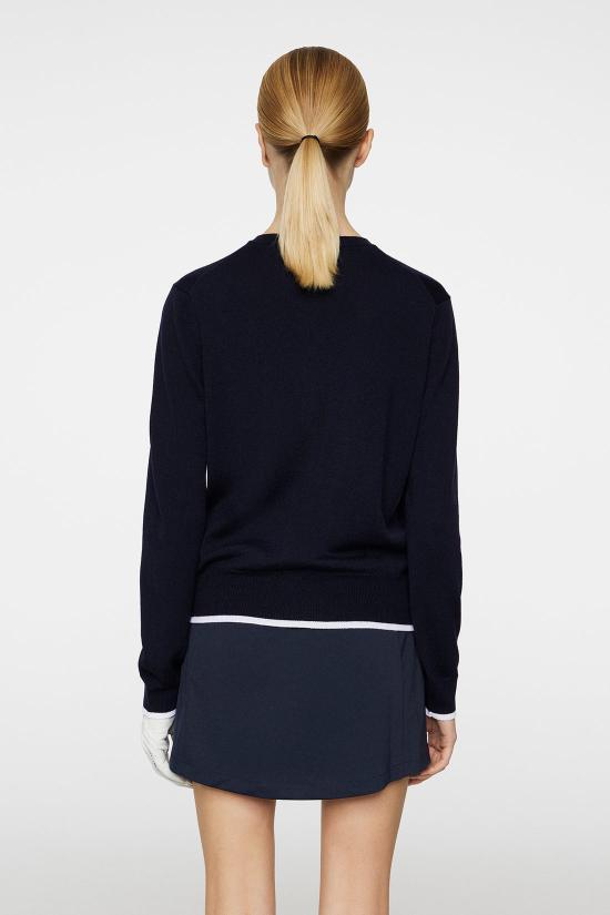 J LINDEBERG Round Neck Knit Sweater for Women GWKW120086855 JL NAVY DOM