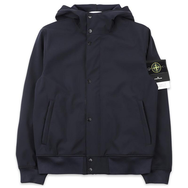 STONE ISLAND Men’s Light Softshell Hooded Jacket Navy 4100118 S0A22 V0020