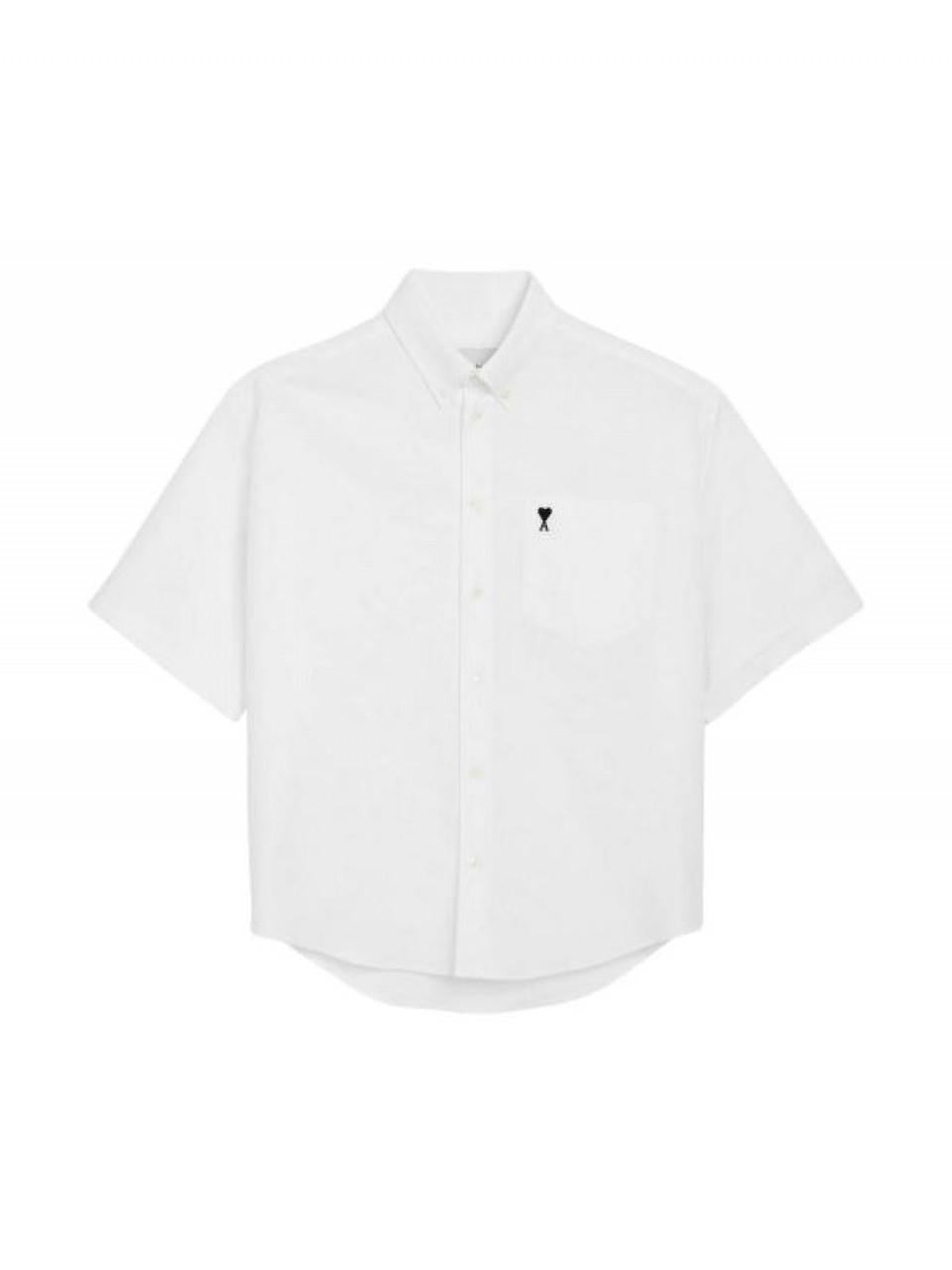 AMI Cotton Ami de Coeur Embroidered Boxy Long-Sleeve Shirt