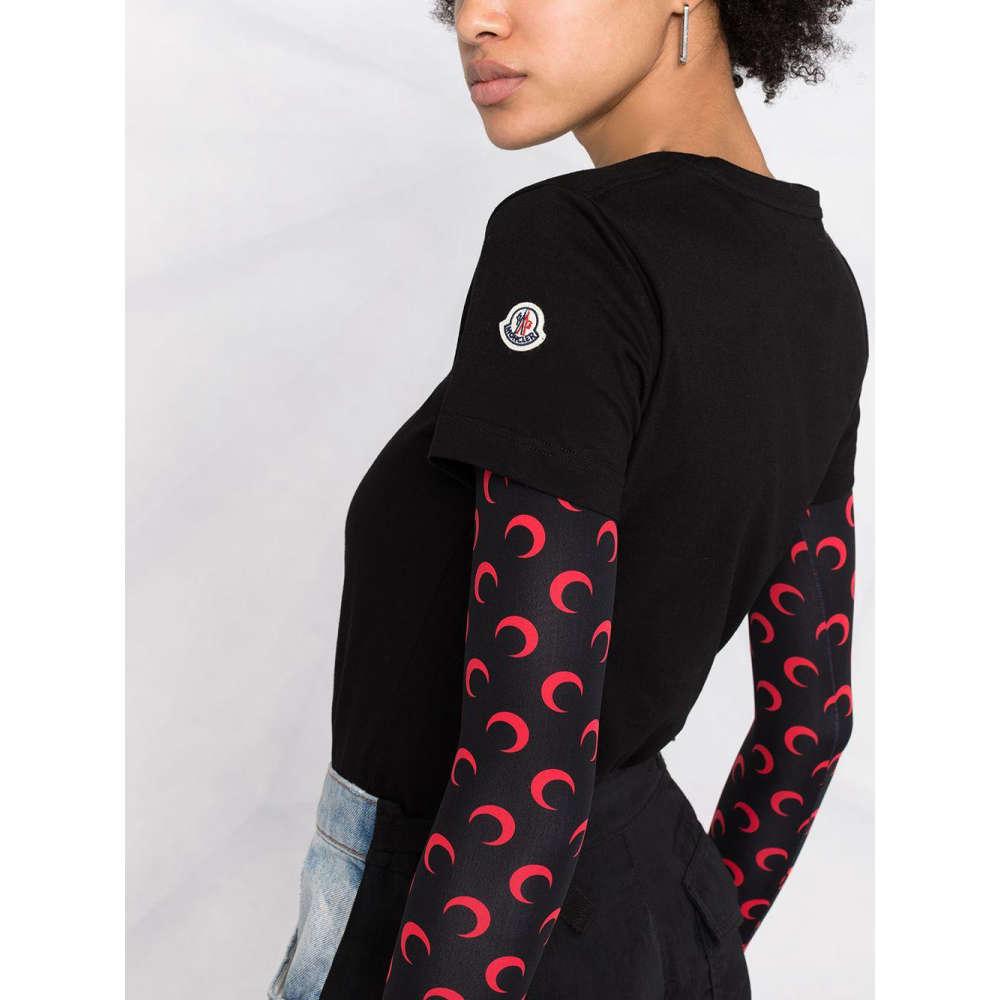 Moncler Logo Patch Black Short Sleeve T-Shirt for Women