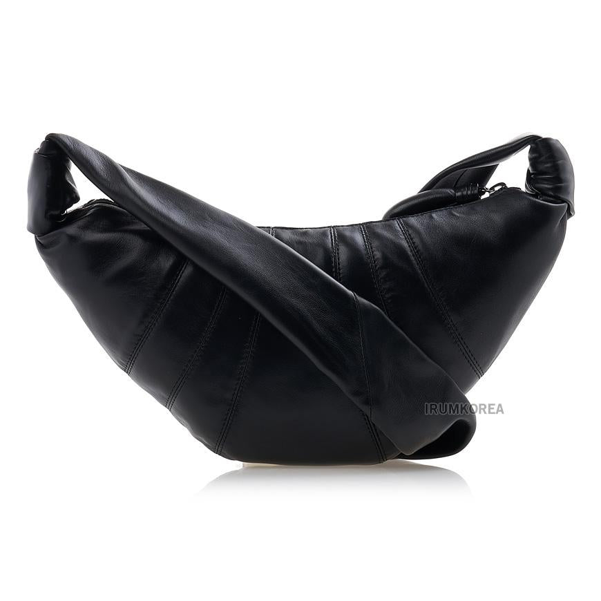 Lemaire Unisex Small Croissant Shoulder Bag Black Leather Crossbody