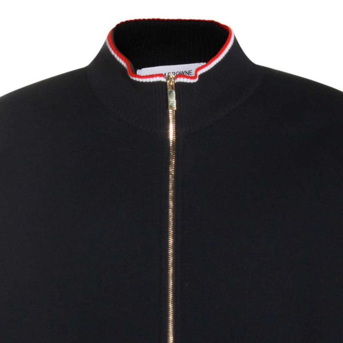 THOM BROWNE Loopback Navy Zip-Up Cardigan Unisex Knit