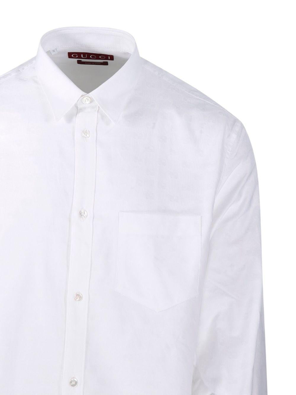 GUCCI Long Sleeve Button-Up Shirt White Cotton Men