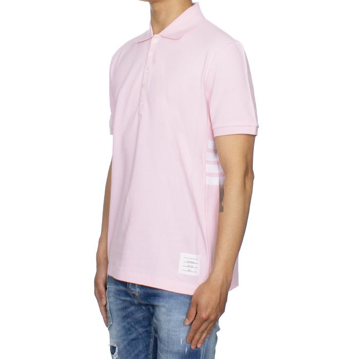 THOM BROWNE Classic Piqué Diagonal Stripe Polo T-Shirt Navy
