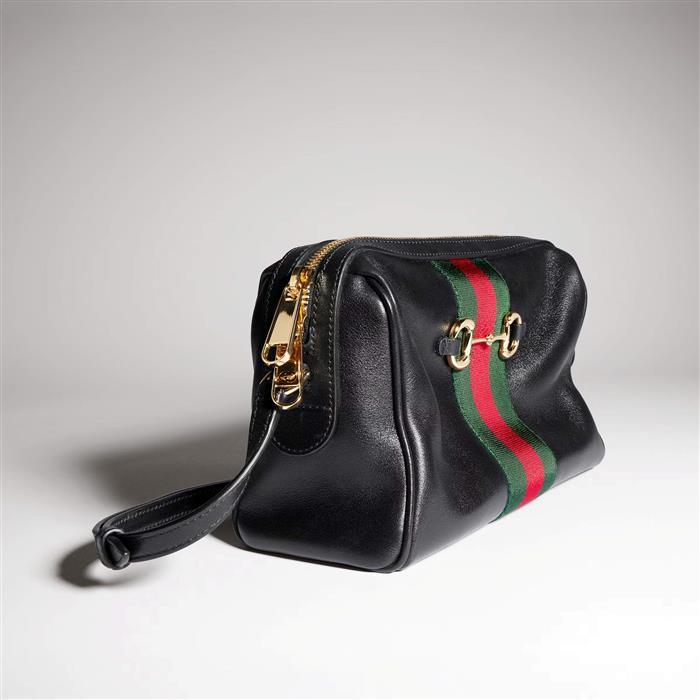 GUCCI Horsebit Web Small Camera Bag Shoulder Bag Black Leather