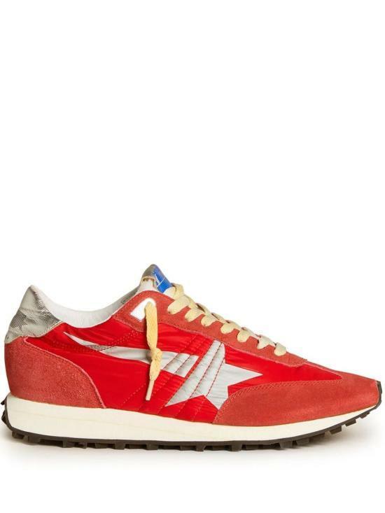 GOLDEN GOOSE Red Nylon Upper Silver Star Marathon Low-Top Sneakers