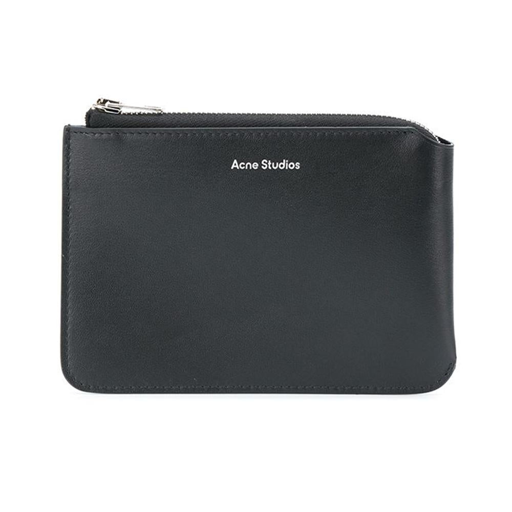 Acne Studios Signature Logo Black Leather Coin Card Holder Wallet