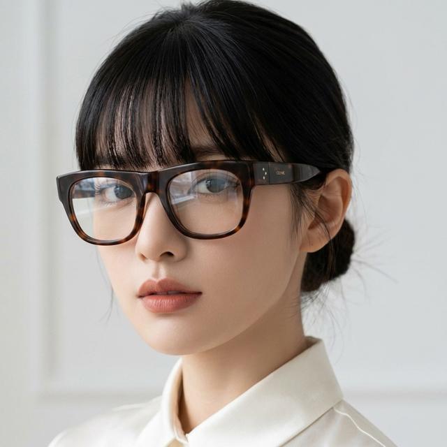 CELINE Thick Square Tortoise Acetate Eyeglass Frames Unisex CL50033I 054
