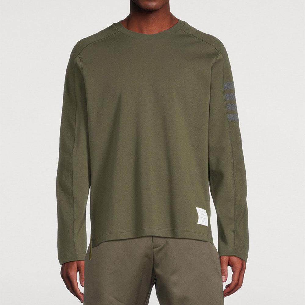 THOM BROWNE 4-Bar Long Sleeve Cotton T-Shirt Navy Men’s